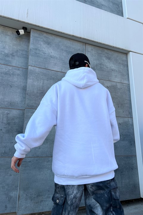 Basic Beyaz Oversize Sweatshirt SW825