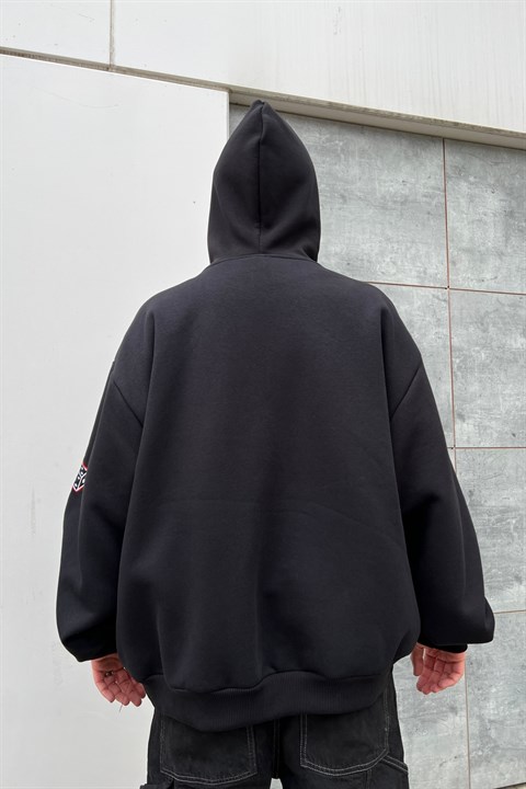 Baskılı Siyah Oversize Sweatshirt SW819